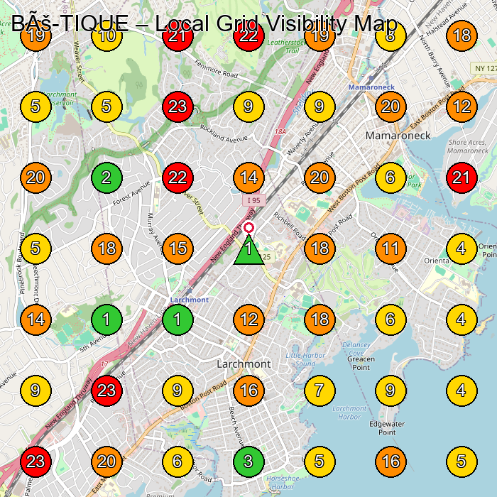 BÚ-TIQUE Eyelash Salon GeoGrid ranking map for Larchmont NY